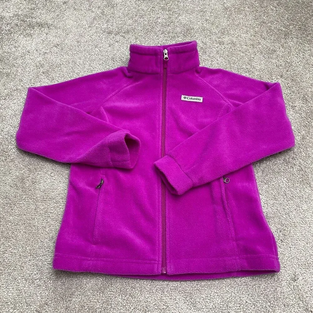Columbia Benton Springs Fleece Jacket Girls Youth Medium Purple Full Zip Outdoor